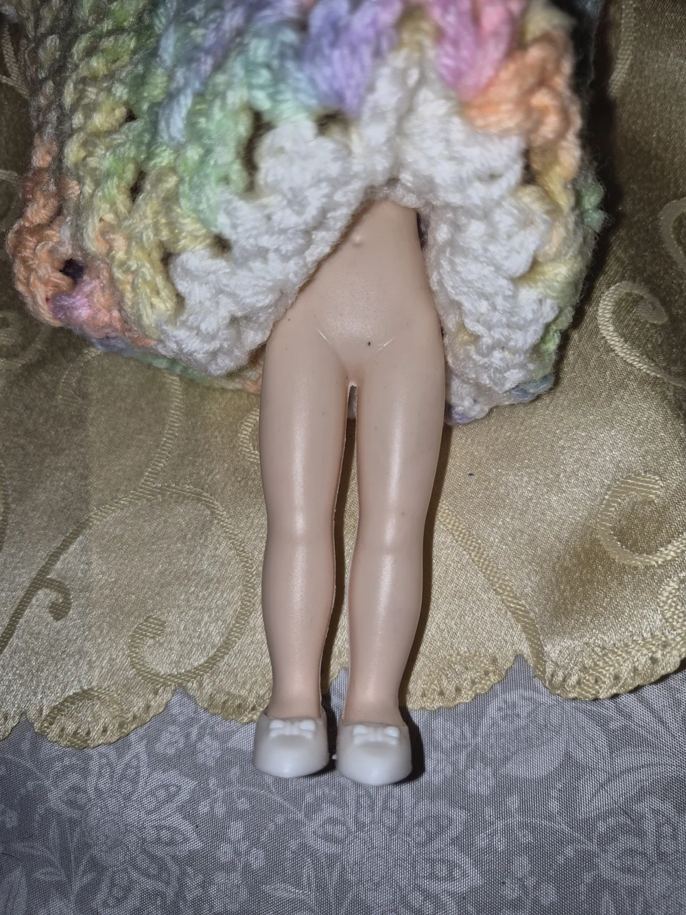 Handmade Crochet Plastic Doll Skirt Set - Pastel Rainbow